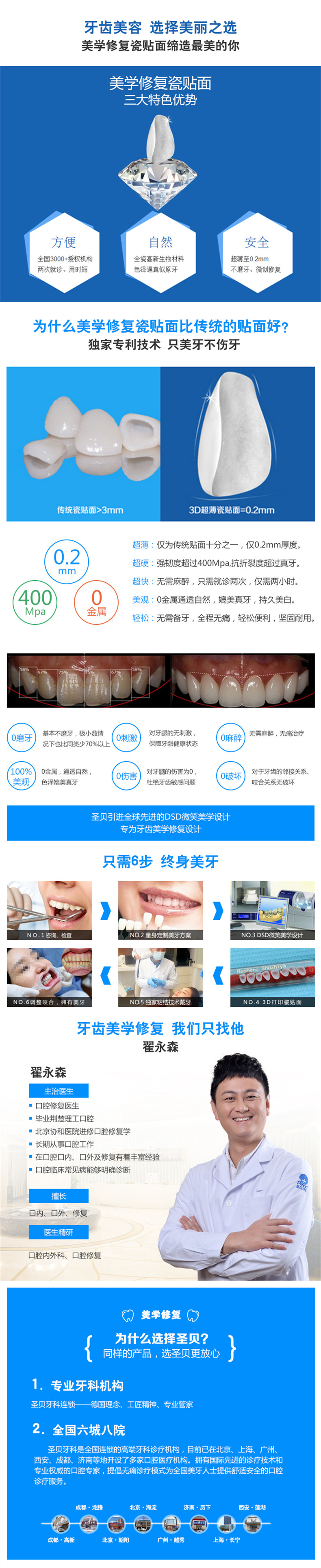 成都烤瓷牙 圣贝牙科牙美容 烤瓷牙贴面